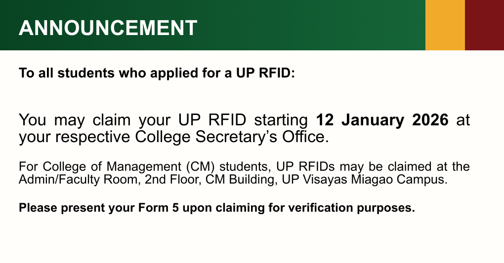 Advisory on the Release of UP RFIDs